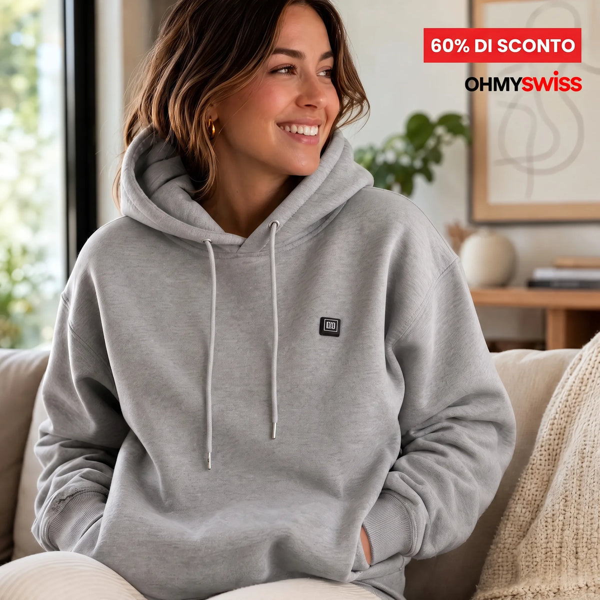 Felpa con cappuccio riscaldante Premium OHMYSWISS
