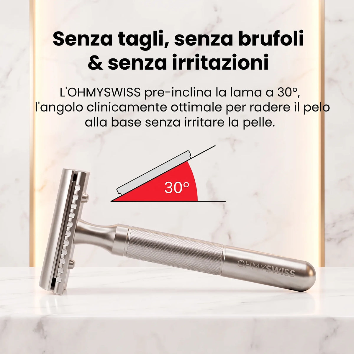 Rasoio di Sicurezza 30° Pelle Sensibile OHMYSWISS