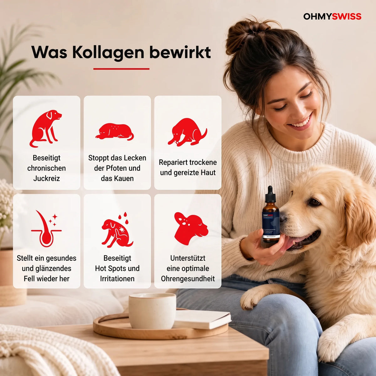 Collagene liquido Premium per cani OHMYSWISS