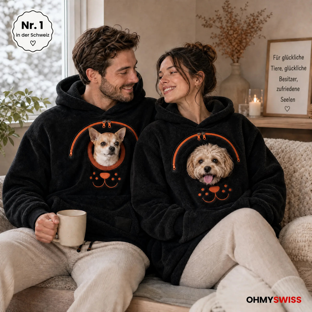 Tier-Tragepullover mit Sherpa-Tasche – Hände Frei, Tier Nah OHMYSWISS
