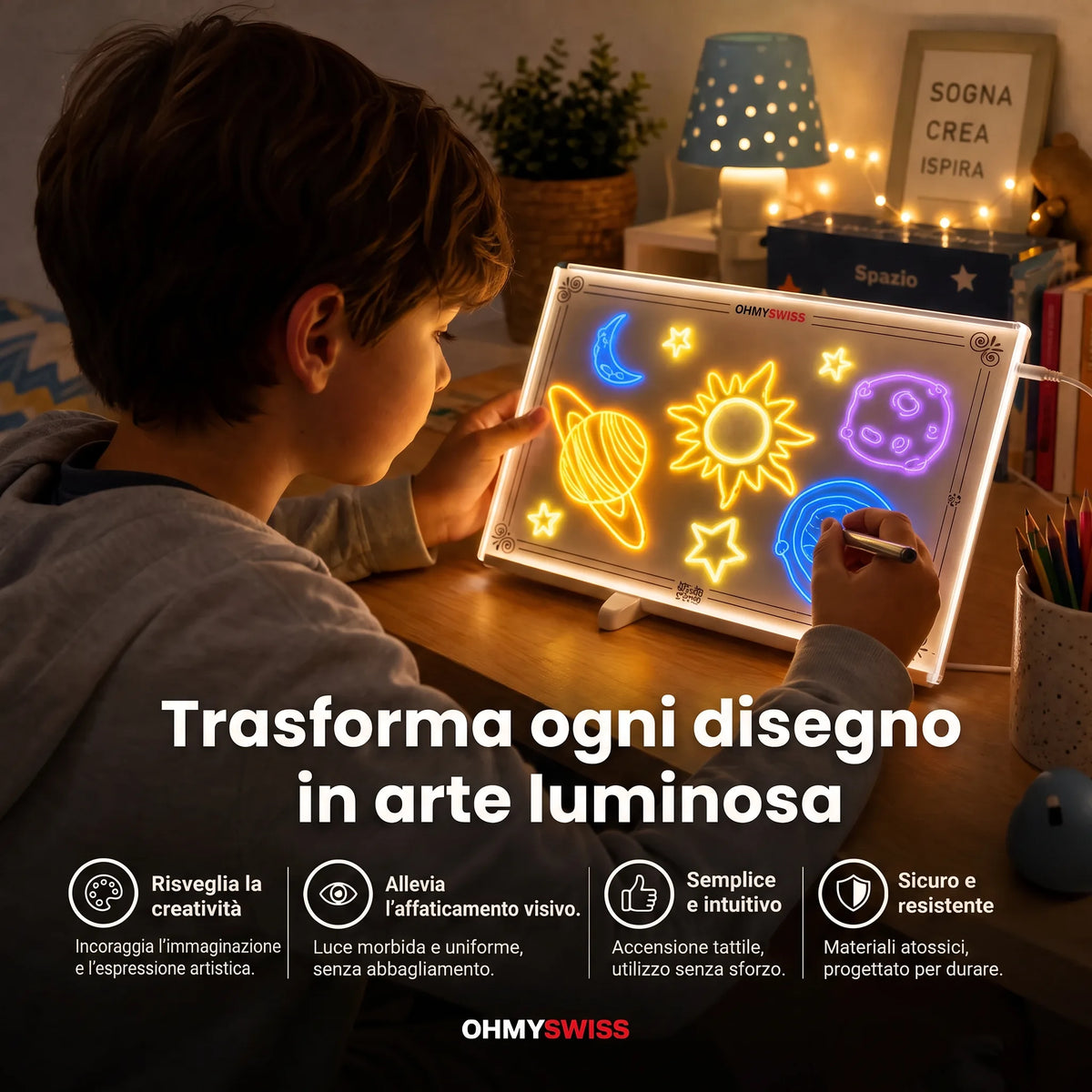 OHMYSWISS Magisches LED-Tablet für Kinder