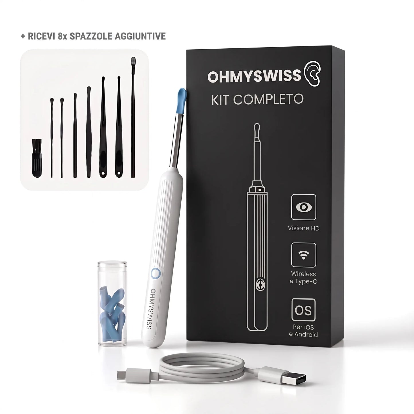 Pulitore auricolare intelligente HD OHMYSWISS