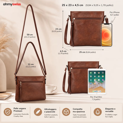 Borsa Hobo in pelle di lusso, 3 pezzi, OHMYSWISS