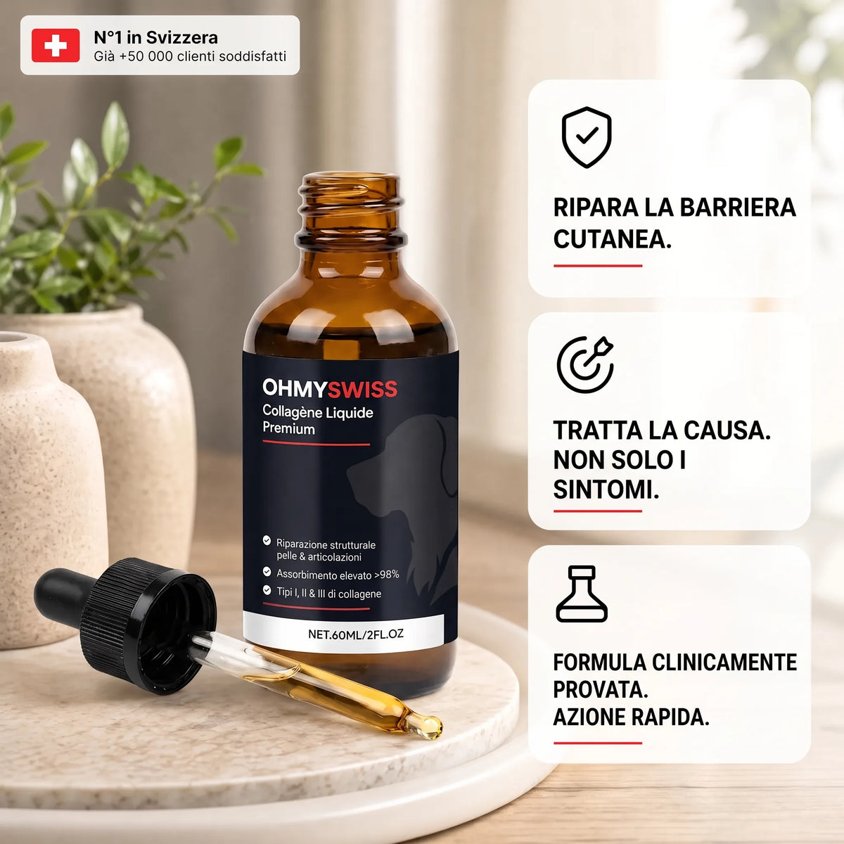 Collagene liquido premium per cani OHMYSWISS