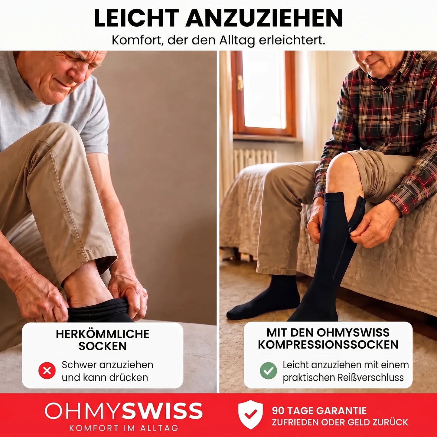 Kompressionsstrümpfe mit Reißverschluss von OHMYSWISS