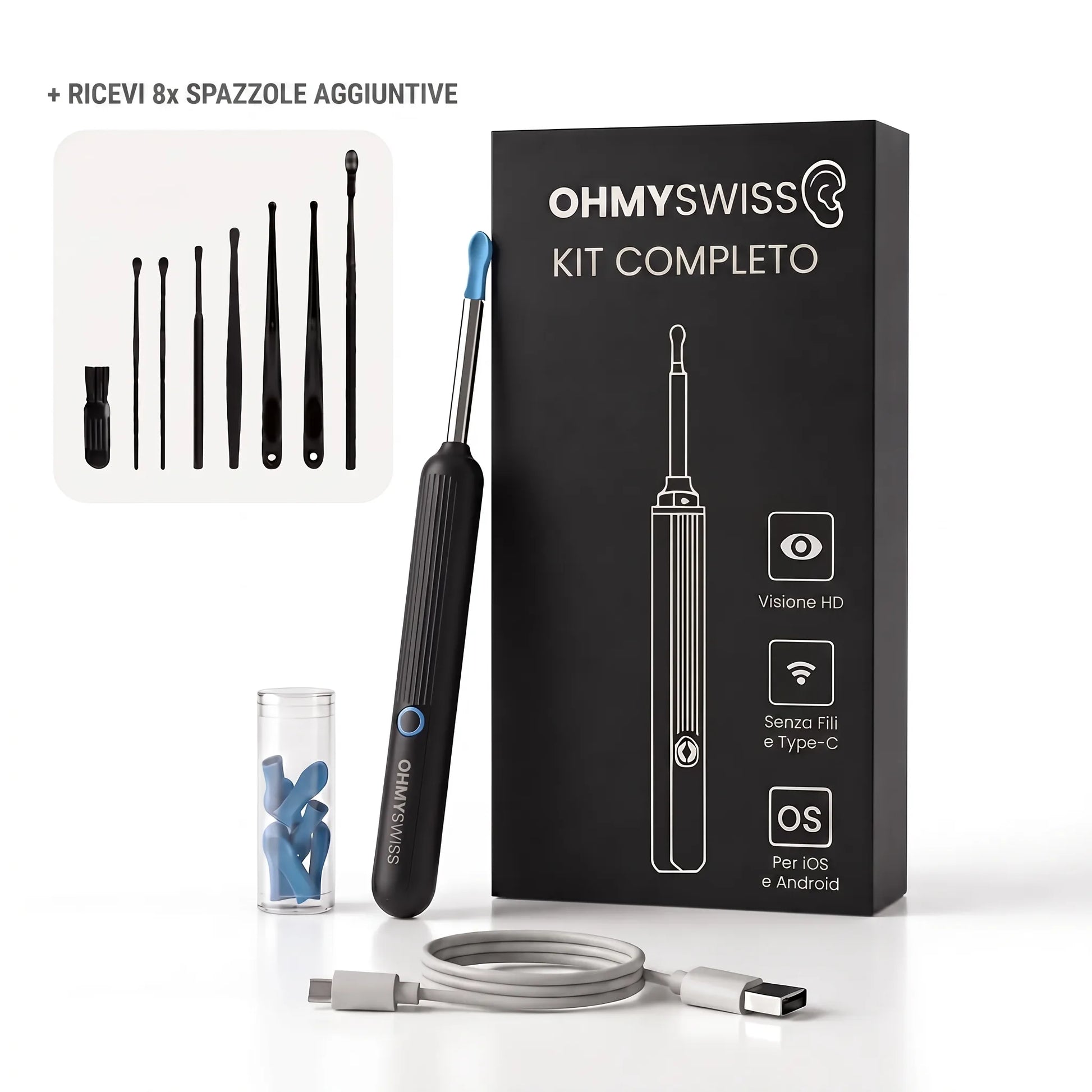 Pulitore auricolare intelligente HD OHMYSWISS
