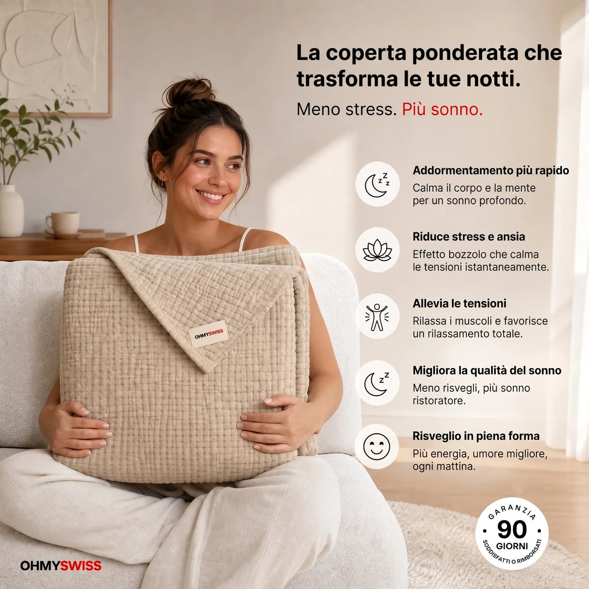 Coperta in mussola 100% cotone – Morbidezza Nuvola OHMYSWISS