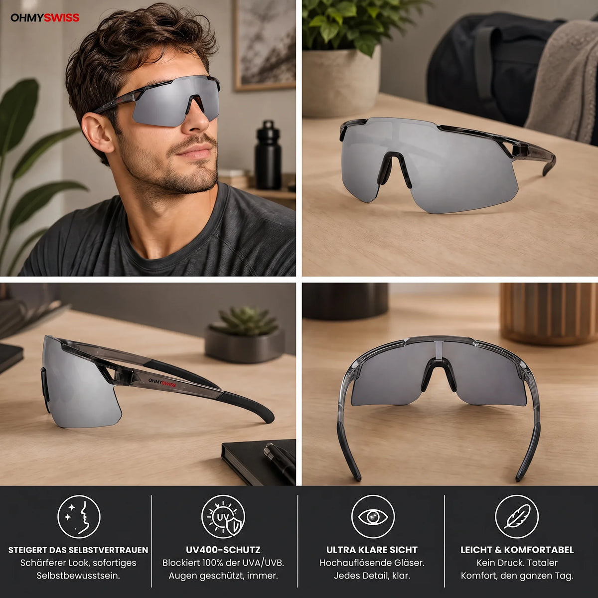 PRO Sport-Sonnenbrille mit Antibeschlagbeschichtung von OHMYSWISS