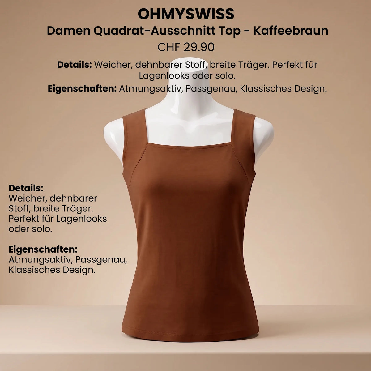Komfort-Top mit integriertem BH OHMYSWISS