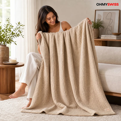 Coperta in mussola 100% cotone – Morbida come una nuvola, perfetta per coccolarsi OHMYSWISS