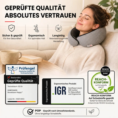 Nappy™ – Das ergonomische Reisekissen von OHMYSWISS