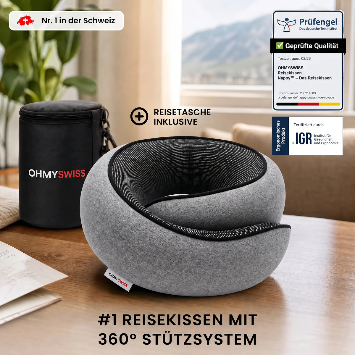Nappy™ – Das ergonomische Reisekissen von OHMYSWISS
