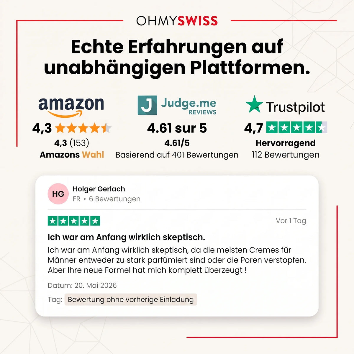 Anti-Aging Gesichtscreme Herren OHMYSWISS