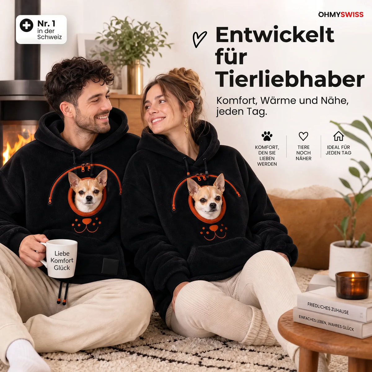 Maglione con tasca in sherpa a forma di animale – Mani libere, l’animale sempre vicino OHMYSWISS