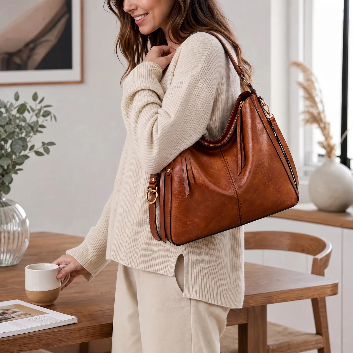Set da 3 pezzi con borsa Hobo in pelle di lusso OHMYSWISS
