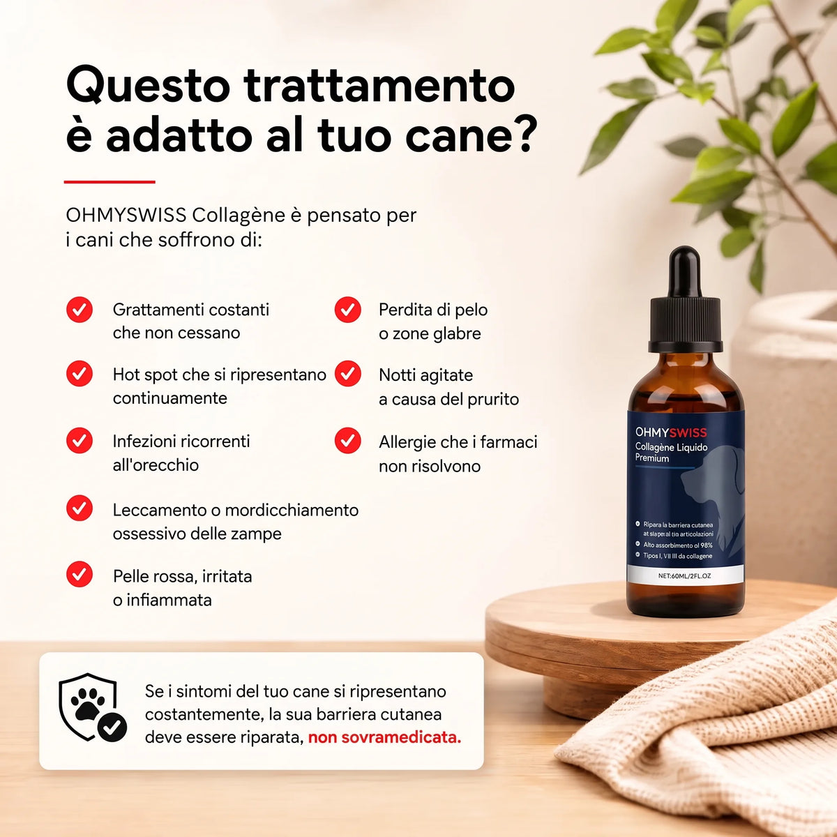 Collagene liquido premium per cani OHMYSWISS