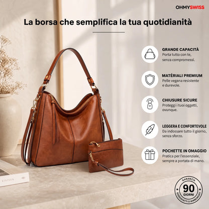 Borsa Hobo in pelle di lusso, 3 pezzi, OHMYSWISS