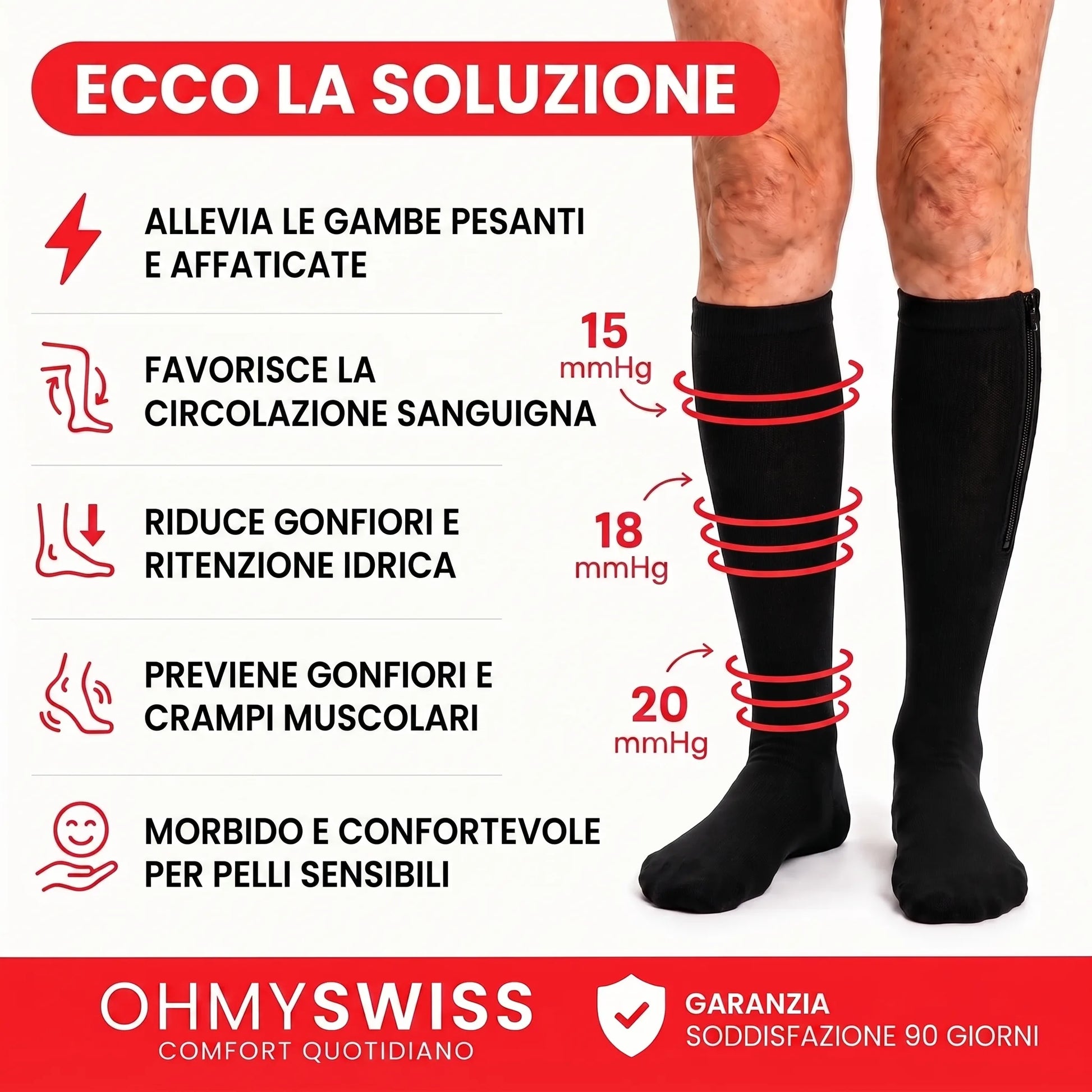 Kompressionsstrümpfe mit Reißverschluss von OHMYSWISS