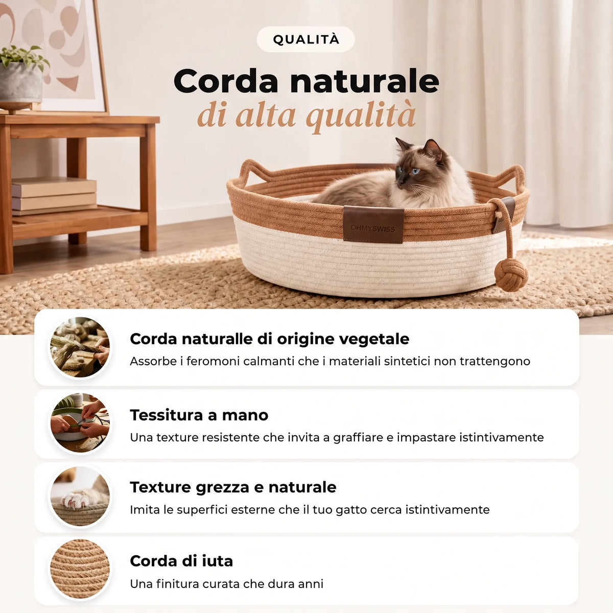 Nidora – Il nido intrecciato a mano che calma il tuo gatto OHMYSWISS
