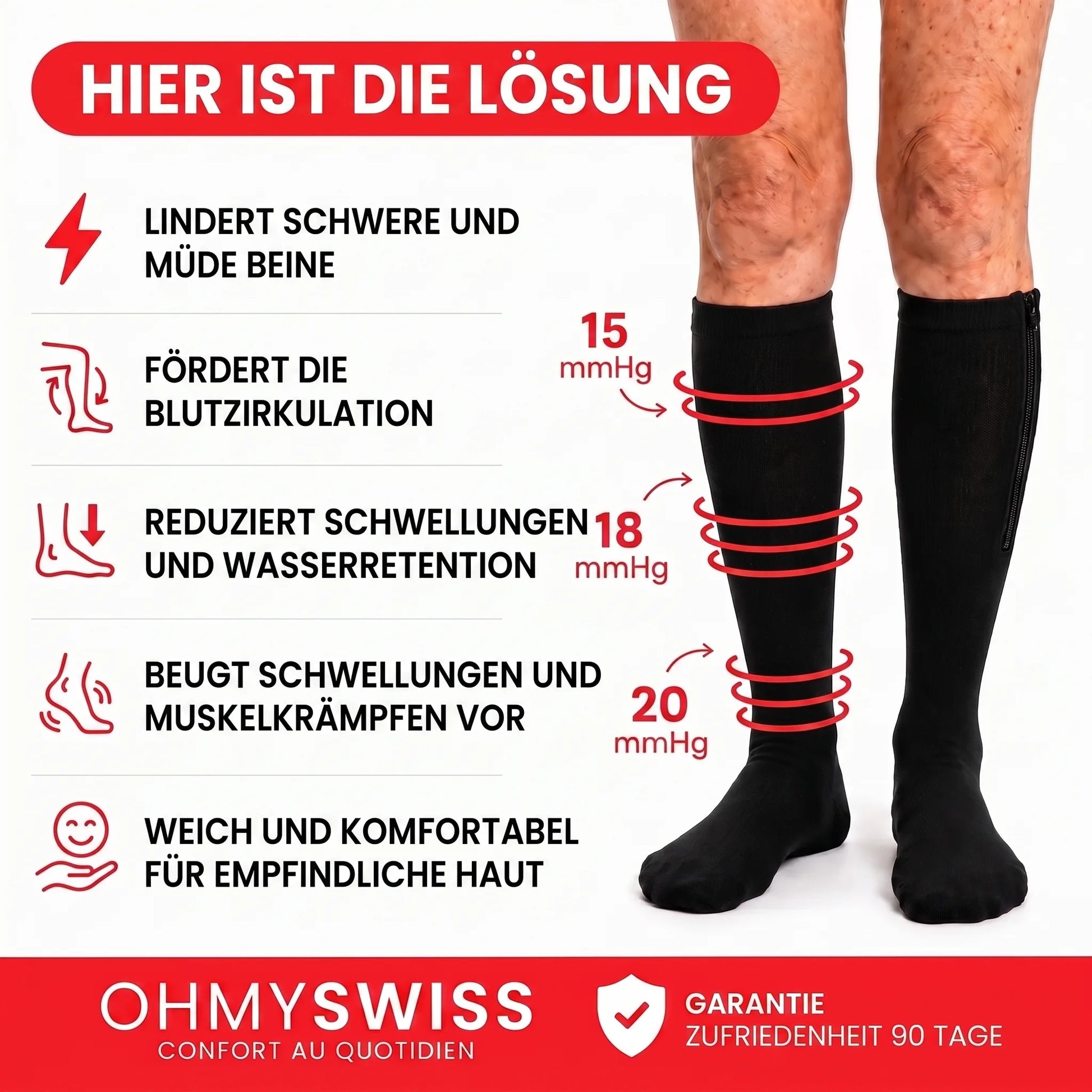 Kompressionsstrümpfe mit Reißverschluss von OHMYSWISS