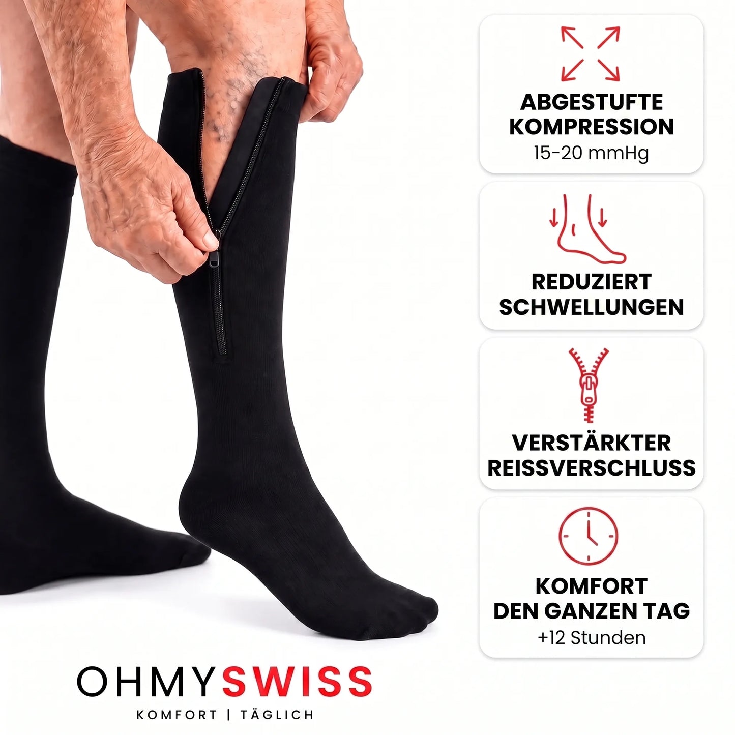 Kompressionsstrümpfe mit Reißverschluss von OHMYSWISS
