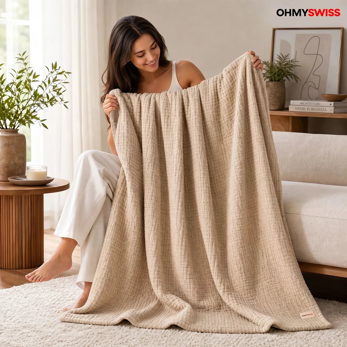 Coperta in mussola 100% cotone – Morbidezza Nuvola OHMYSWISS