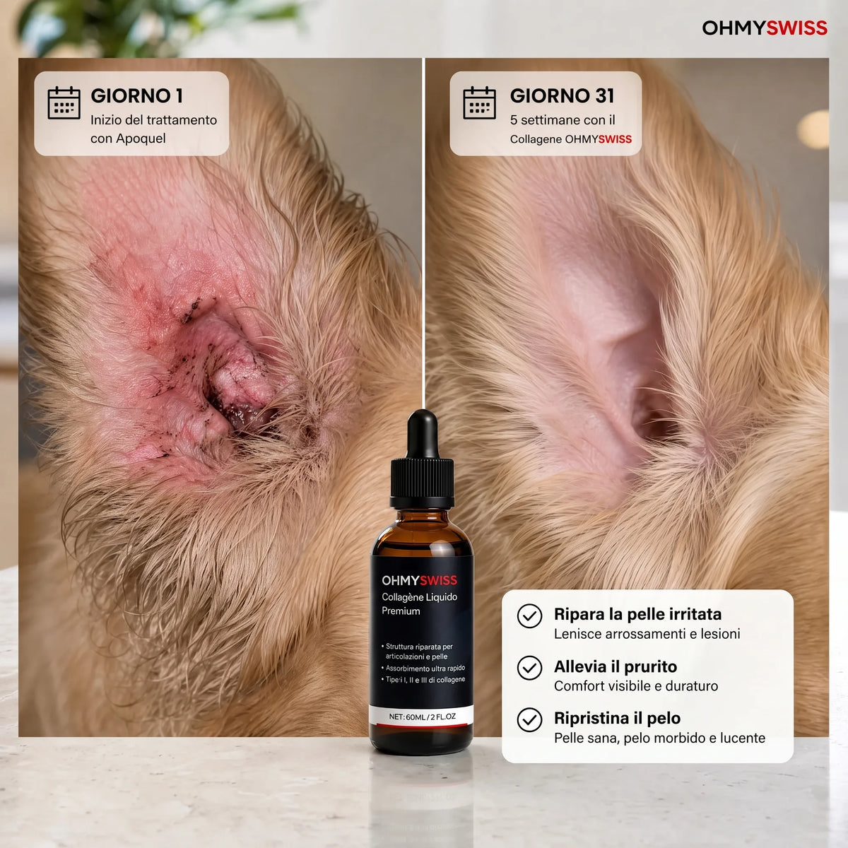 Collagene liquido premium per cani OHMYSWISS