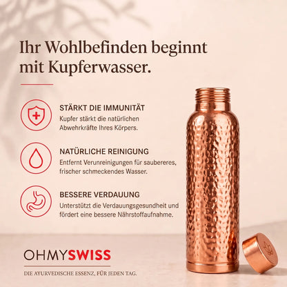 Borraccia in rame puro al 99,9% – Rituale ayurvedico OHMYSWISS