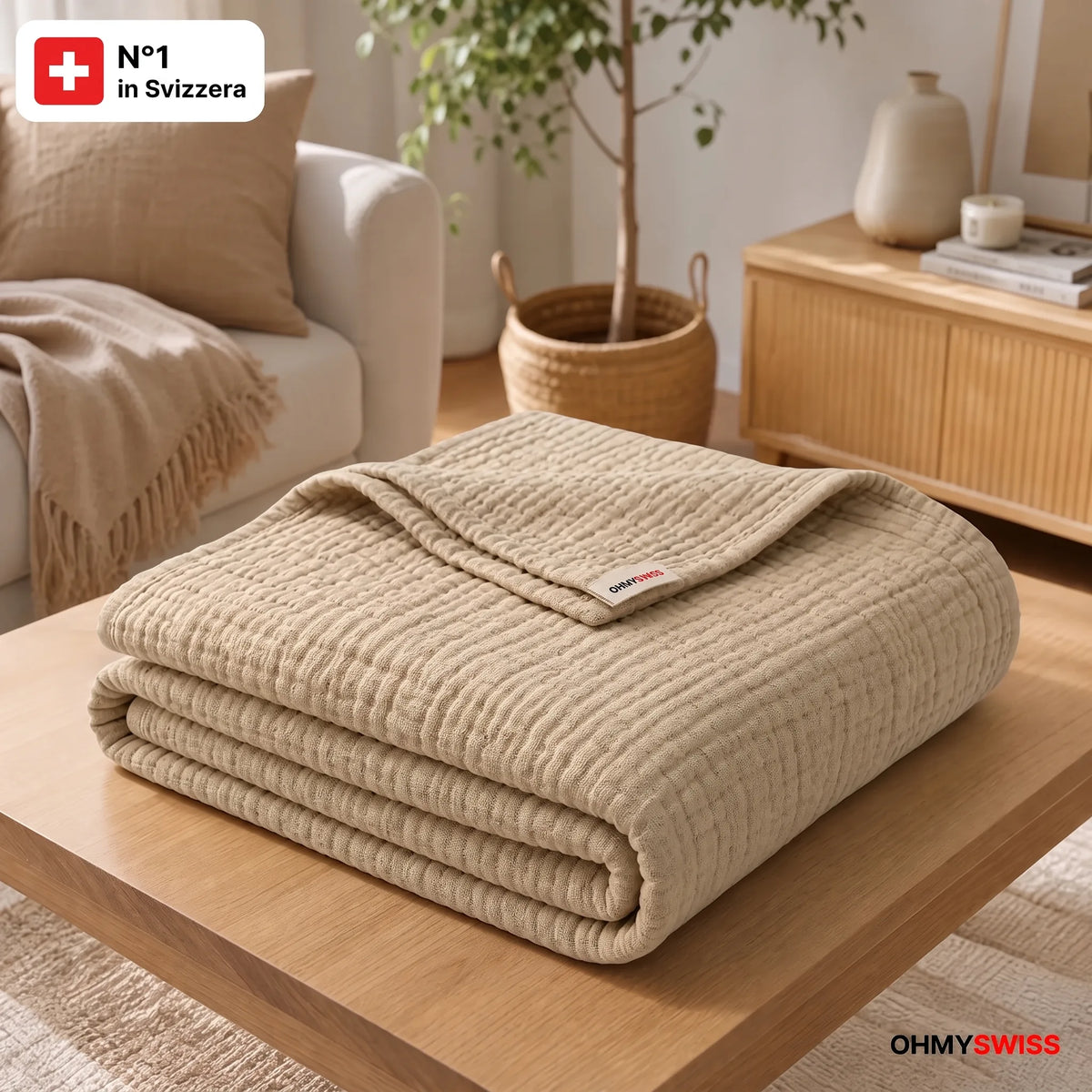 Coperta in mussola 100% cotone – Morbidezza Nuvola OHMYSWISS