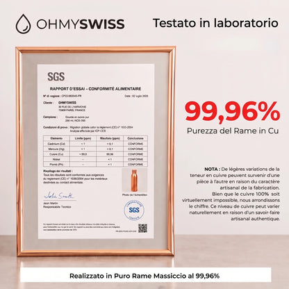 Borraccia in rame puro al 99,9% – Rituale ayurvedico OHMYSWISS