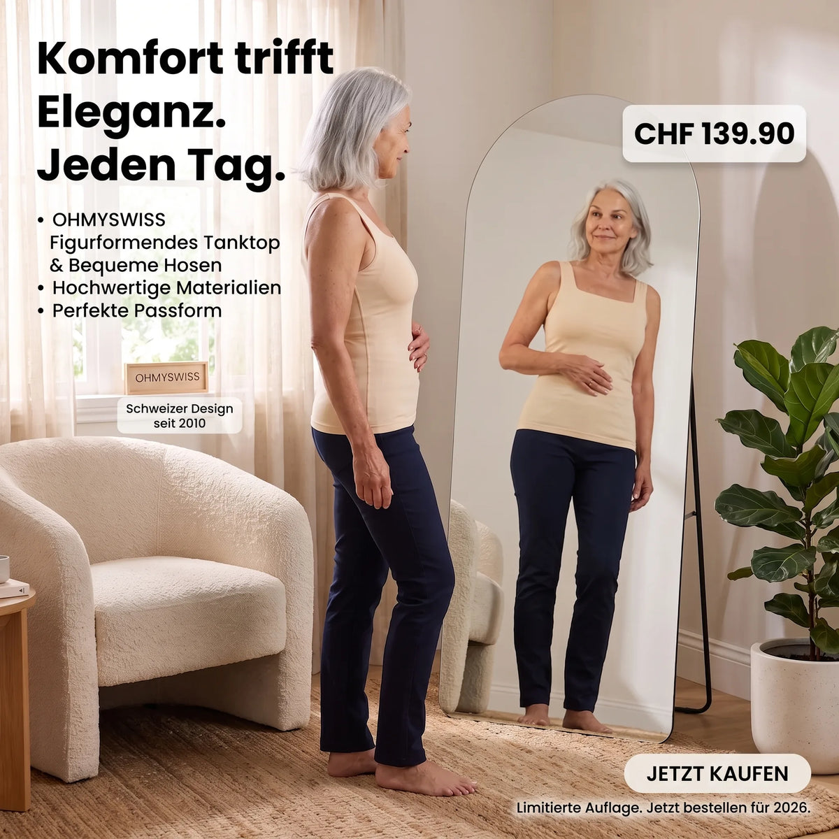 Komfort-Top mit integriertem BH OHMYSWISS