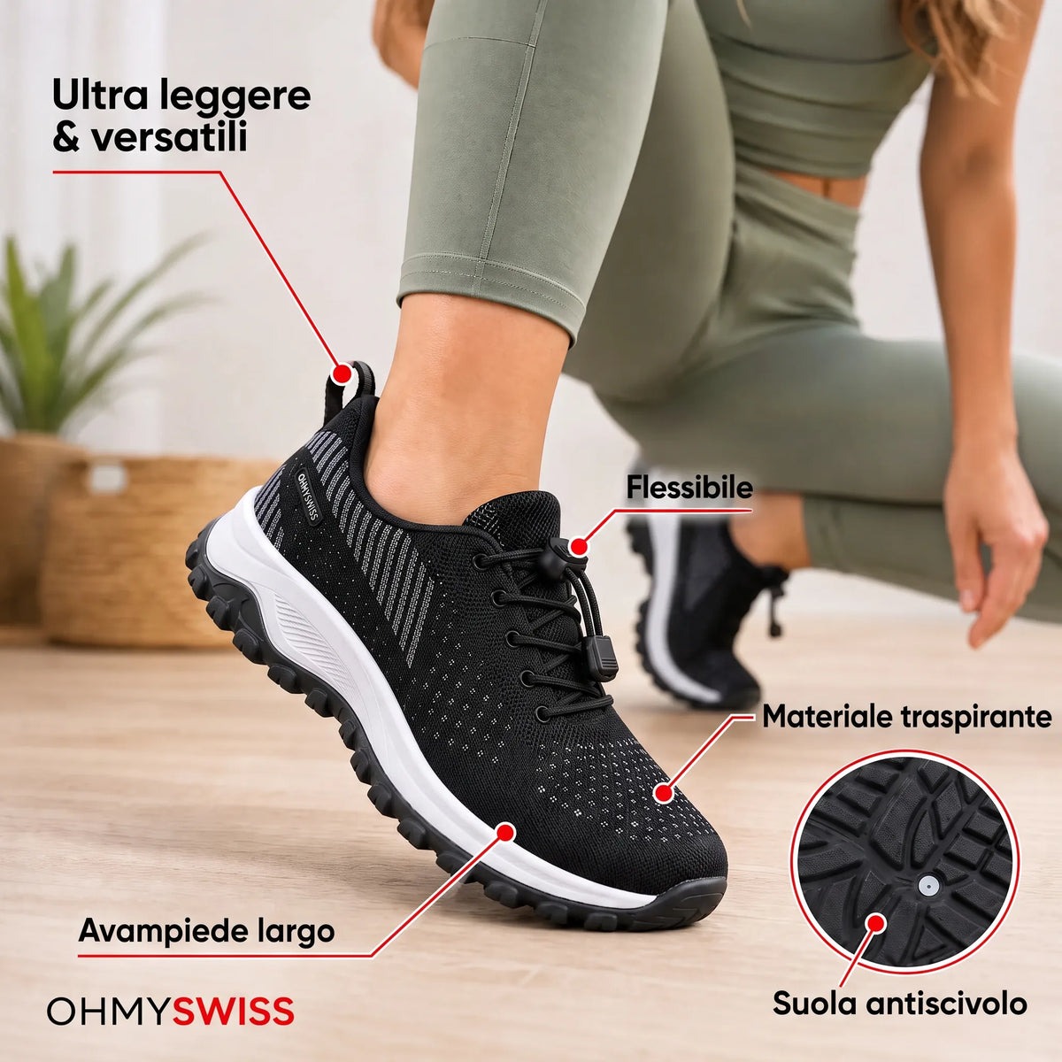 AmpliSoft™ — Sneaker comode per piedi gonfi e larghi OHMYSWISS