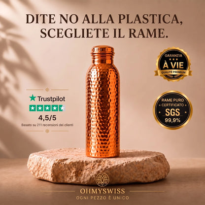 Borraccia in rame puro al 99,9% – Rituale ayurvedico OHMYSWISS