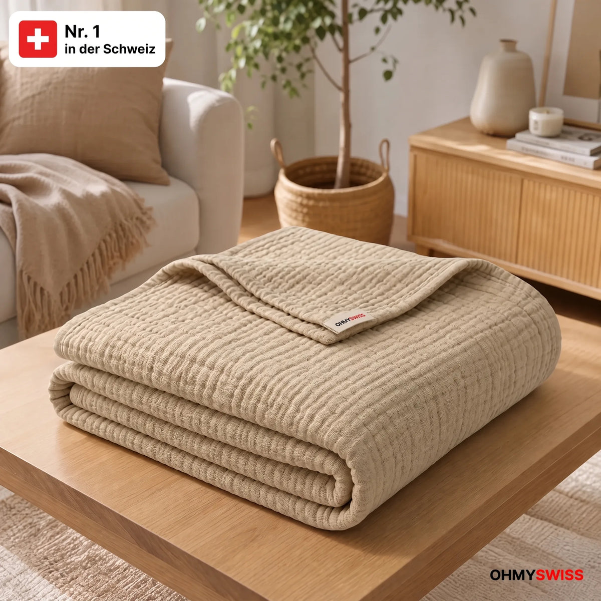 Coperta in mussola 100% cotone – Morbida come una nuvola, perfetta per coccolarsi OHMYSWISS