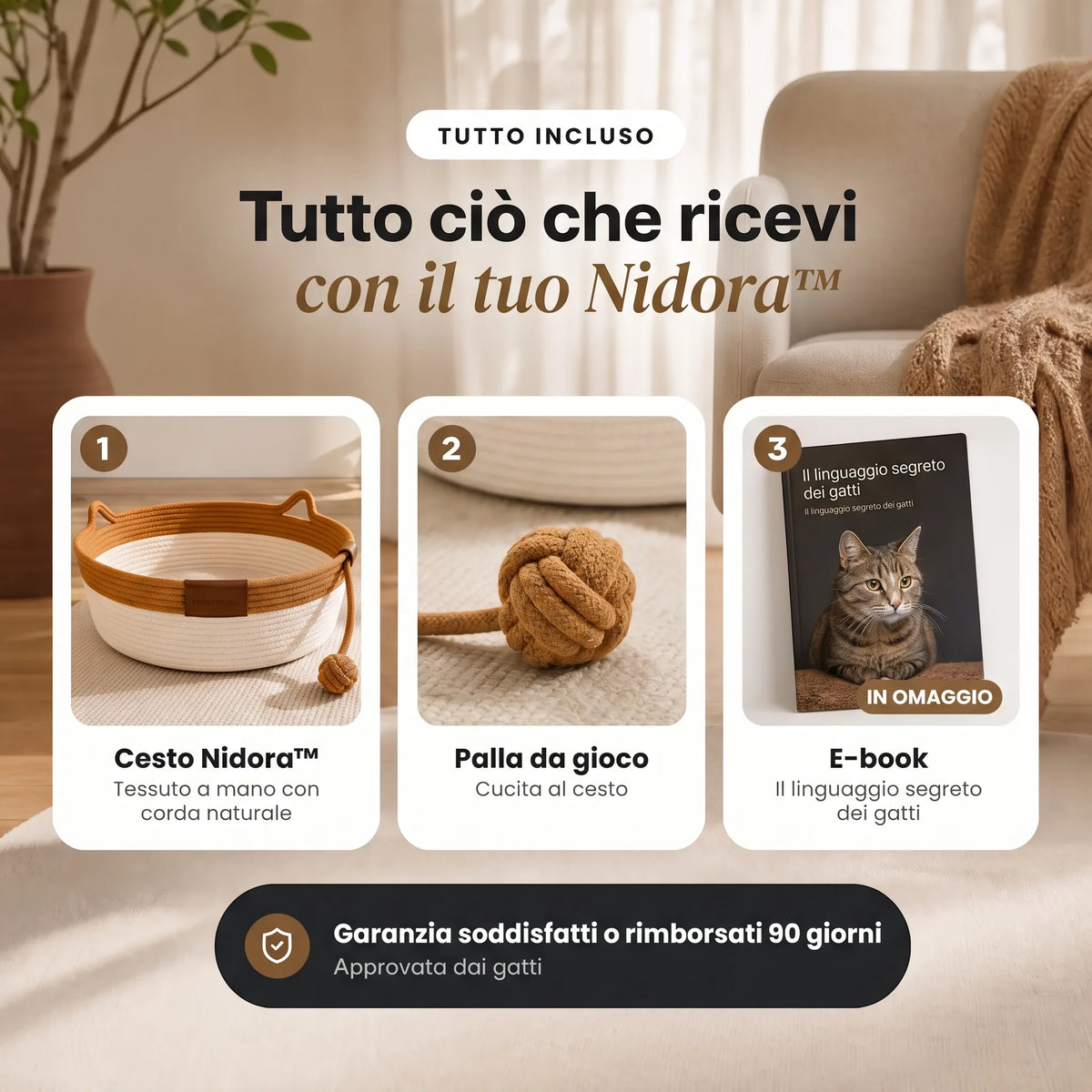 Nidora – Il nido intrecciato a mano che calma il tuo gatto OHMYSWISS