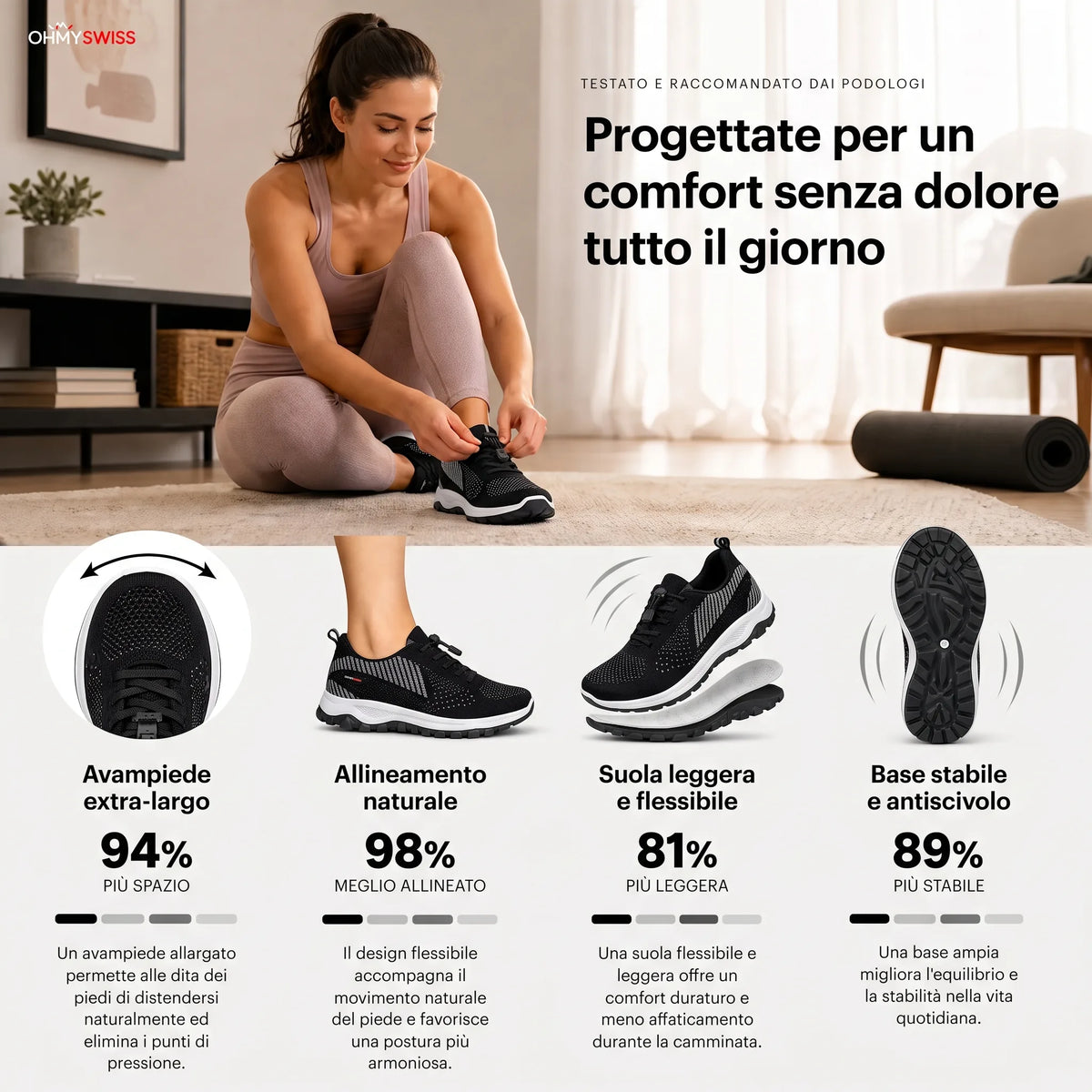 AmpliSoft™ — Sneaker comode per piedi gonfi e larghi OHMYSWISS