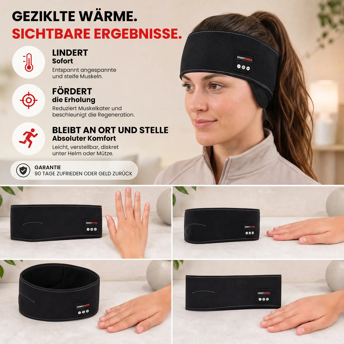 Fascia per la testa da sci con audio Bluetooth OHMYSWISS
