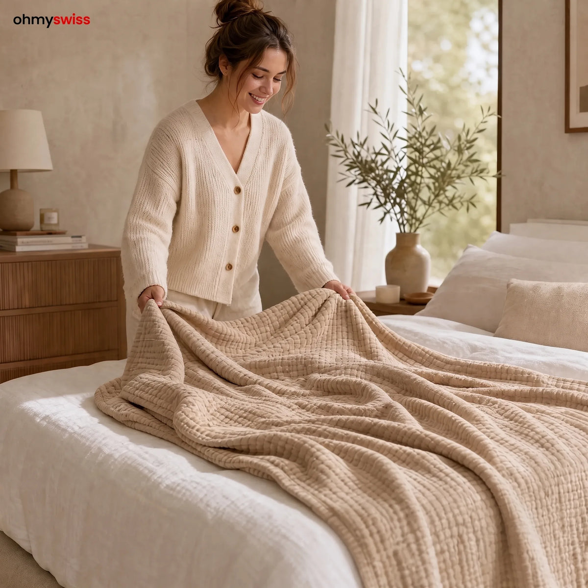 Coperta in mussola 100% cotone – Morbida come una nuvola, perfetta per coccolarsi OHMYSWISS