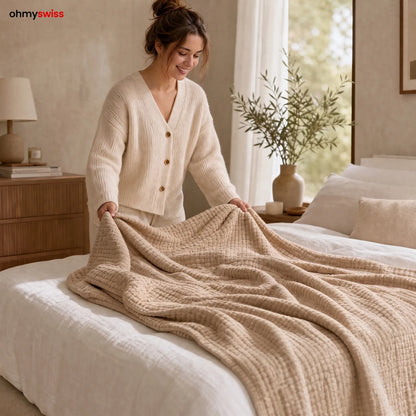 Coperta in mussola 100% cotone – Morbida come una nuvola, perfetta per coccolarsi OHMYSWISS