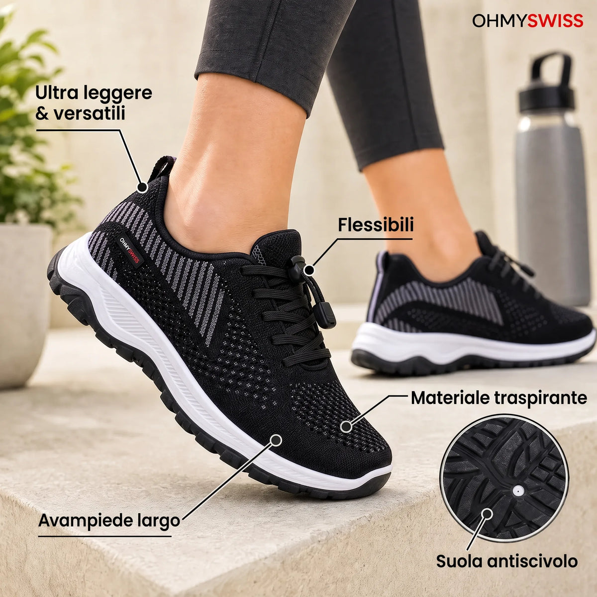 Bequeme Sneaker für geschwollene und breite Füße von OHMYSWISS
