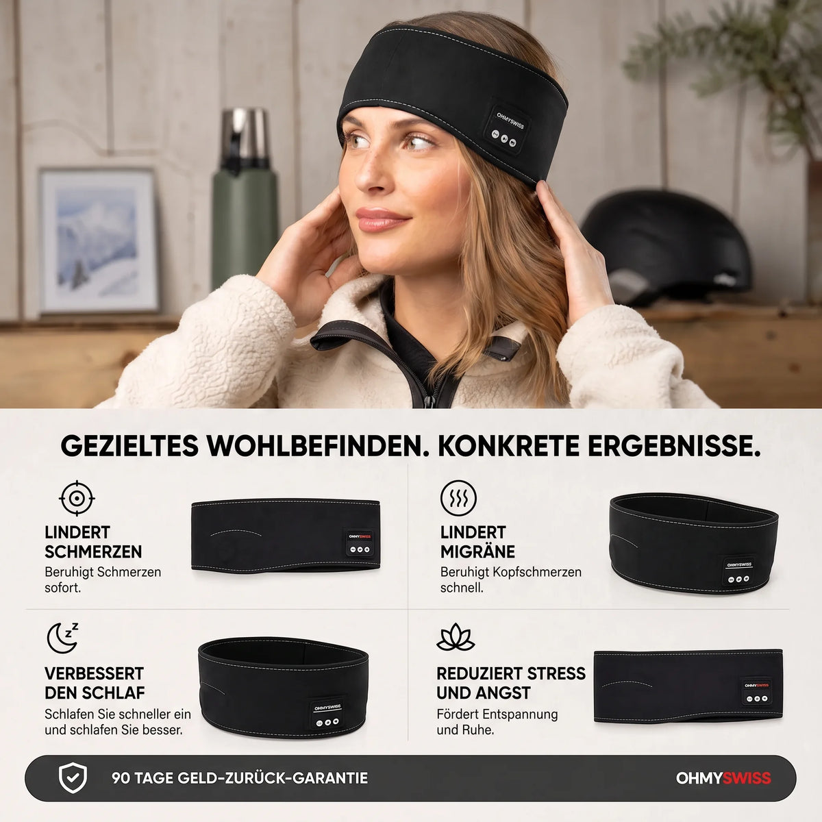 Fascia per la testa da sci con audio Bluetooth OHMYSWISS