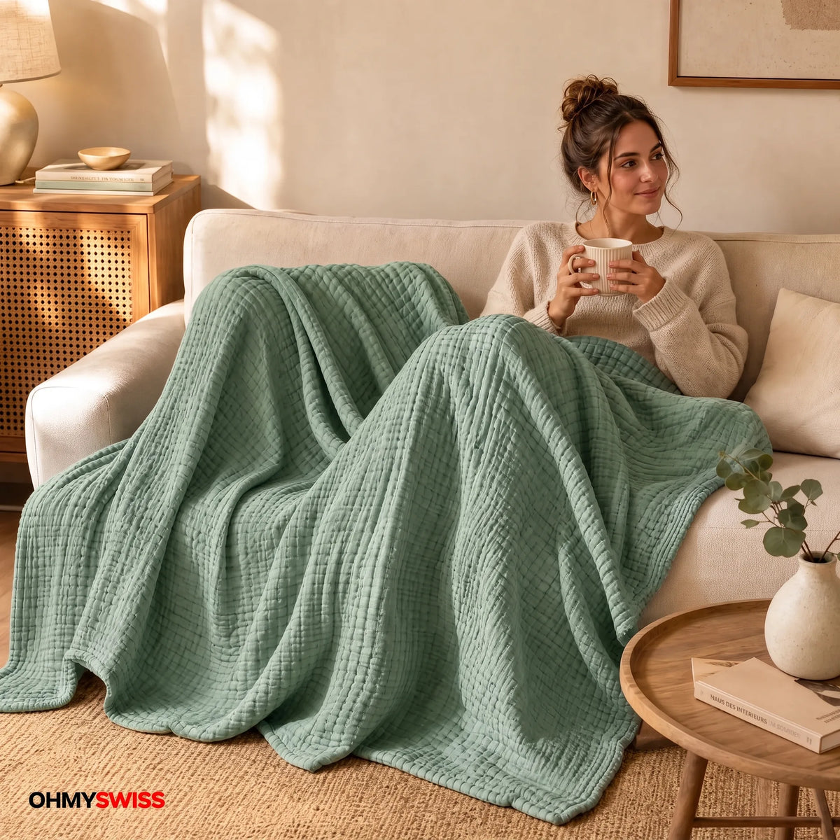 Coperta in mussola 100% cotone – Morbida come una nuvola, perfetta per coccolarsi OHMYSWISS