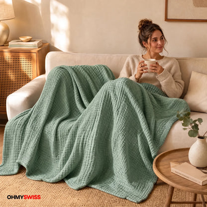 Coperta in mussola 100% cotone – Morbida come una nuvola, perfetta per coccolarsi OHMYSWISS
