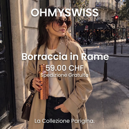 Borraccia in rame puro al 99,9% – Rituale ayurvedico OHMYSWISS