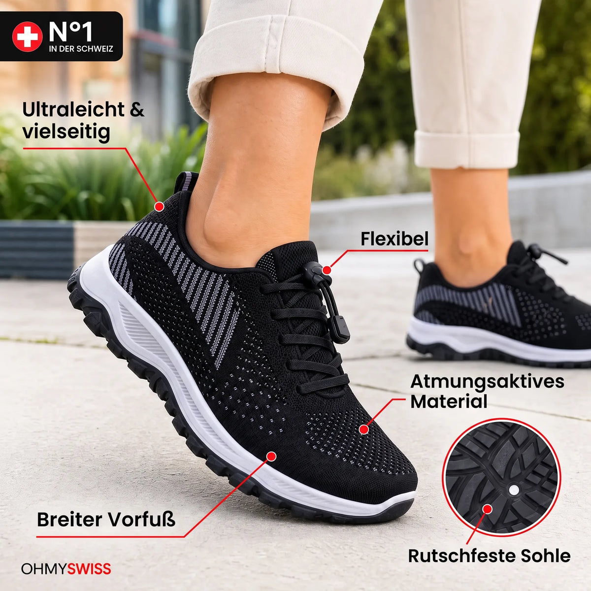 AmpliSoft™ – Komfort-Sneaker für geschwollene und breite Füße OHMYSWISS