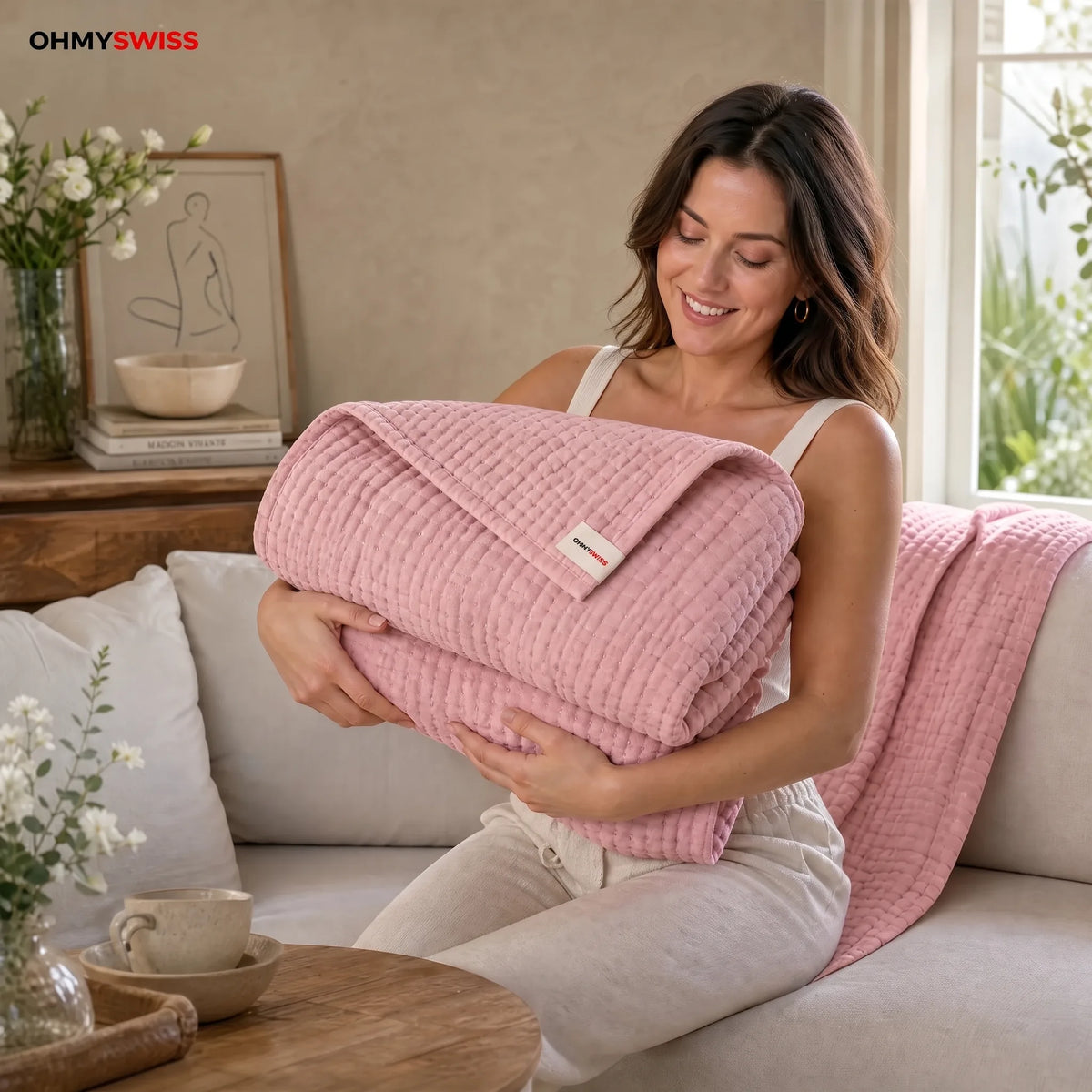 Coperta in mussola 100% cotone – Morbidezza Nuvola OHMYSWISS