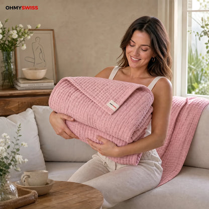Coperta in mussola 100% cotone – Morbidezza Nuvola OHMYSWISS