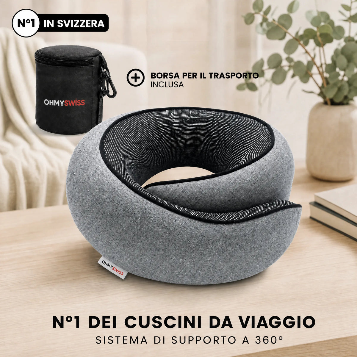 Cuscino da viaggio ergonomico OHMYSWISS