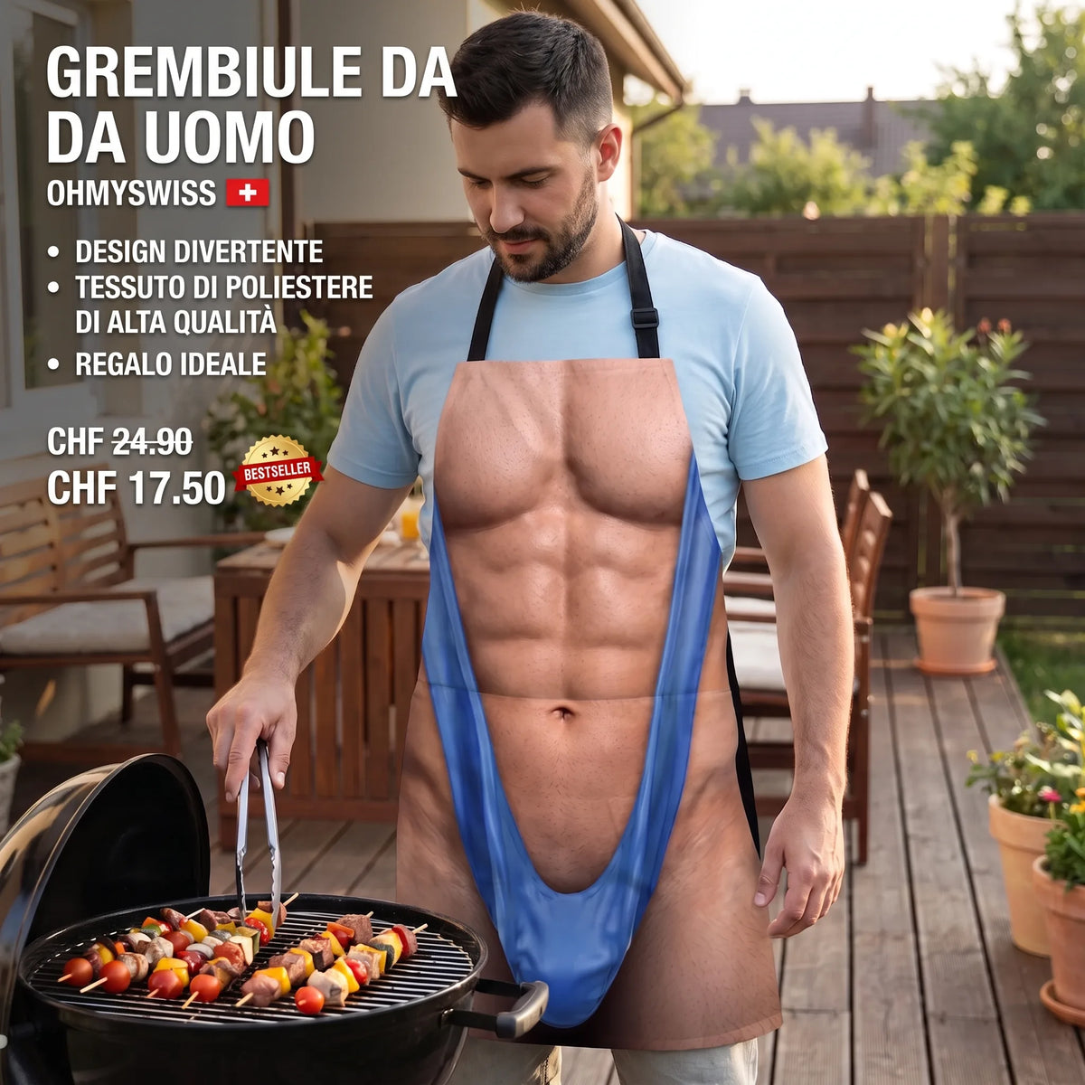 Grembiule Personalizzato con Tasca – Re del Grill OHMYSWISS