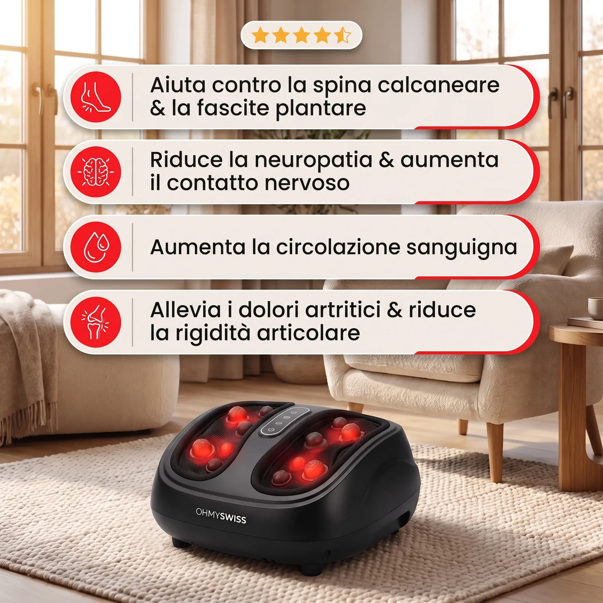 Fodlux Pro – Massaggiatore per Piedi Riscaldante OHMYSWISS
